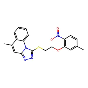 1-[(2-{2-nitro-5-methylphenoxy}ethyl)sulfanyl]-5-methyl[1,2,4]triazolo[4,3-a]quinoline structure