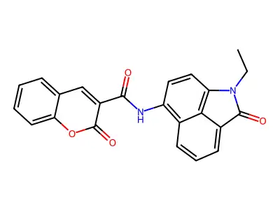 N-(1-ethyl-2-oxo-1,2-dihydrobenzo[cd]indol-6-yl)-2-oxo-2H-chromene-3-carboxamide structure