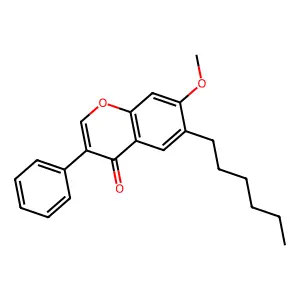 6-hexyl-7-methoxy-3-phenyl-4H-chromen-4-one structure