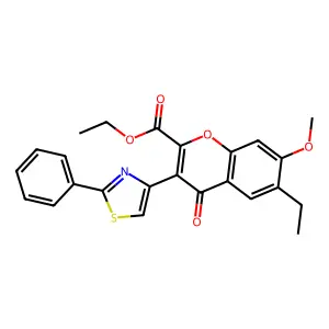 ethyl 6-ethyl-7-methoxy-4-oxo-3-(2-phenylthiazol-4-yl)-4H-chromene-2-carboxylate structure