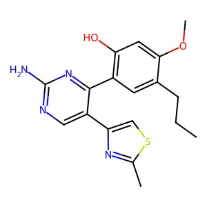 2-(2-Amino-5-(2-methylthiazol-4-yl)pyrimidin-4-yl)-5-methoxy-4-propylphenol structure