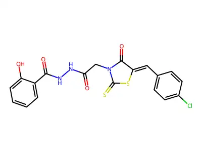 5-[(4-Chlorophenyl)methylene]-4-oxo-2-thioxo-3-thiazolidineacetic acid 2-(2-hydroxybenzoyl)hydrazide structure