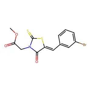 methyl [(5Z)-5-(3-bromobenzylidene)-4-oxo-2-thioxo-1,3-thiazolidin-3-yl]acetate structure