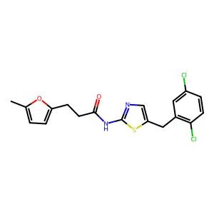 N-[5-(2,5-Dichloro-benzyl)-thiazol-2-yl]-3-(5-methyl-furan-2-yl)-propionamide structure