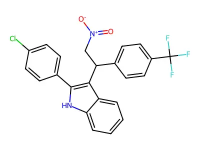2-(4-chlorophenyl)-3-[2-nitro-1-[4-(trifluoromethyl)phenyl]ethyl]-1H-indole structure