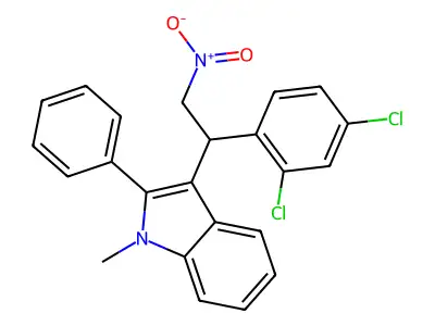 3-(1-(2,4-dichlorophenyl)-2-nitroethyl)-1-methyl-2-phenyl-1H-indole structure