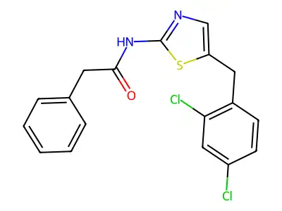 N-[5-[(2,4-dichlorophenyl)methyl]-1,3-thiazol-2-yl]-2-phenylacetamide structure