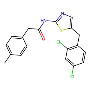 N-[5-[(2,4-dichlorophenyl)methyl]-1,3-thiazol-2-yl]-2-(4-methylphenyl)acetamide structure