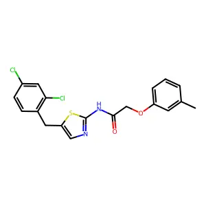 N-[5-(2,4-dichlorobenzyl)-1,3-thiazol-2-yl]-2-(3-methylphenoxy)acetamide structure