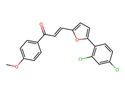 (2E)-3-[5-(2,4-dichlorophenyl)furan-2-yl]-1-(4-methoxyphenyl)prop-2-en-1-one structure