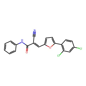 (E)-2-cyano-3-[5-(2,4-dichlorophenyl)furan-2-yl]-N-phenylprop-2-enamide structure