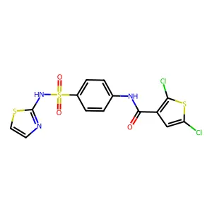 2,5-dichloro-N-(4-(N-(thiazol-2-yl)sulfamoyl)phenyl)thiophene-3-carboxamide structure
