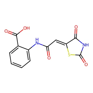 2-[2-(2,4-Dioxo-1,3-thiazolidin-5-ylidene)acetylamino]benzoic acid structure