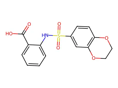 2-(2,3-Dihydro-1,4-benzodioxine-6-sulfonamido)benzoic acid structure