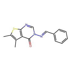 5,6-Dimethyl-3-[(phenylmethylene)amino]thieno[2,3-d]pyrimidin-4(3H)-one structure