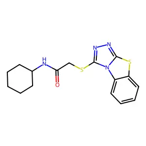 N-cyclohexyl-2-([1,2,4]triazolo[3,4-b][1,3]benzothiazol-1-ylsulfanyl)acetamide structure
