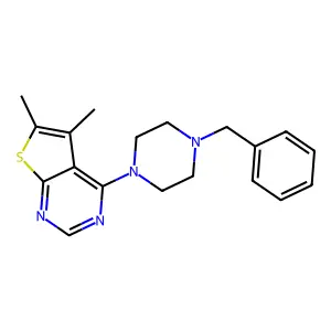 4-(4-Benzylpiperazin-1-yl)-5,6-dimethylthieno[2,3-d]pyrimidine structure
