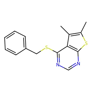 4-(Benzylsulfanyl)-5,6-dimethylthieno[2,3-d]pyrimidine structure