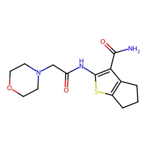 2-(2-morpholinoacetamido)-5,6-dihydro-4H-cyclopenta[b]thiophene-3-carboxamide structure
