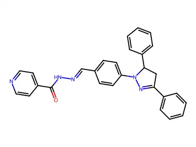 N-[(E)-[4-(3,5-diphenyl-3,4-dihydropyrazol-2-yl)phenyl]methylideneamino]pyridine-4-carboxamide structure