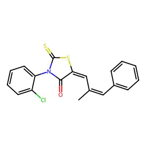 (5Z)-3-(2-chlorophenyl)-5-[(2E)-2-methyl-3-phenylprop-2-en-1-ylidene]-2-thioxo-1,3-thiazolidin-4-one structure