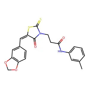 (Z)-3-(5-(benzo[d][1,3]dioxol-5-ylmethylene)-4-oxo-2-thioxothiazolidin-3-yl)-N-(m-tolyl)propanamide structure
