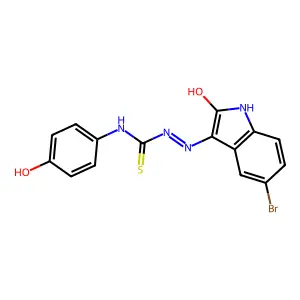 5-bromo-1H-indole-2,3-dione 3-[N-(4-hydroxyphenyl)thiosemicarbazone] structure