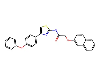 2-naphthalen-2-yloxy-N-[4-(4-phenoxyphenyl)-1,3-thiazol-2-yl]acetamide structure
