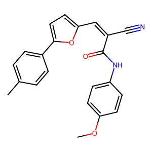 (E)-2-cyano-N-(4-methoxyphenyl)-3-(5-(p-tolyl)furan-2-yl)acrylamide structure