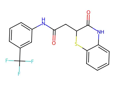 2-(3-oxo-3,4-dihydro-2H-1,4-benzothiazin-2-yl)-N-[3-(trifluoromethyl)phenyl]acetamide structure