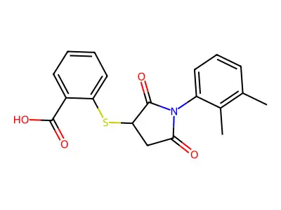 2-{[1-(2,3-Dimethylphenyl)-2,5-dioxopyrrolidin-3-yl]sulfanyl}benzoic acid structure