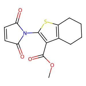 Methyl 2-(2,5-dioxo-2,5-dihydro-1H-pyrrol-1-yl)-4,5,6,7-tetrahydro-1-benzothiophene-3-carboxylate structure