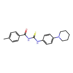 4-methyl-N-((4-(piperidin-1-yl)phenyl)carbamothioyl)benzamide structure