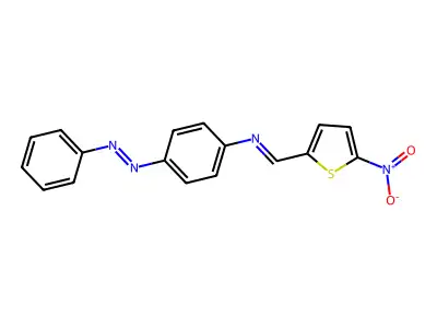 N-[(E)-(5-nitrothiophen-2-yl)methylidene]-4-[(E)-phenyldiazenyl]aniline structure