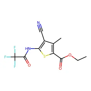 Ethyl 4-cyano-3-methyl-5-[(trifluoroacetyl)amino]-2-thiophenecarboxylate structure