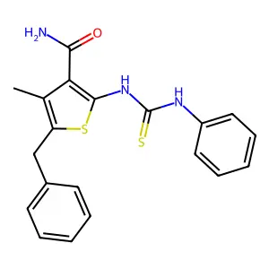 5-Benzyl-4-methyl-2-(phenylcarbamothioylamino)thiophene-3-carboxamide structure