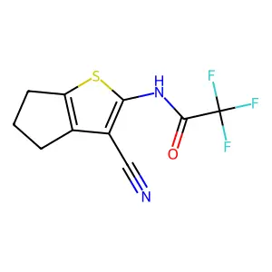 N-(3-cyano-5,6-dihydro-4H-cyclopenta[b]thiophen-2-yl)-2,2,2-trifluoroacetamide structure