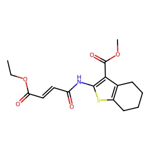 (E)-methyl 2-(4-ethoxy-4-oxobut-2-enamido)-4,5,6,7-tetrahydrobenzo[b]thiophene-3-carboxylate structure