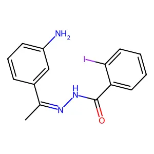 N-[1-(3-aminophenyl)ethylideneamino]-2-iodobenzamide structure