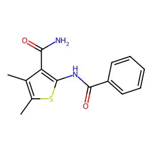 2-苯甲酰氨基-4,5-二甲基噻吩-3-甲酰胺 structure