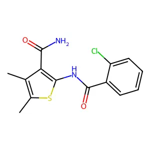 2-(2-Chlorobenzamido)-4,5-dimethylthiophene-3-carboxamide structure