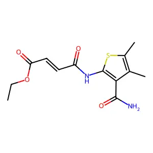 (E)-ethyl 4-((3-carbamoyl-4,5-dimethylthiophen-2-yl)amino)-4-oxobut-2-enoate structure