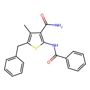 2-(Benzoylamino)-5-benzyl-4-methyl-3-thiophenecarboxamide structure