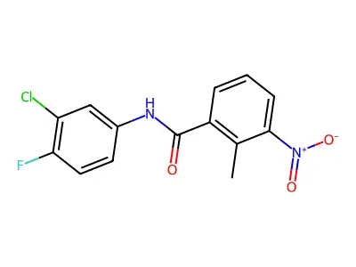N-(3-chloro-4-fluorophenyl)-2-methyl-3-nitrobenzamide structure
