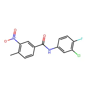 N-(3-chloro-4-fluorophenyl)-4-methyl-3-nitrobenzamide structure
