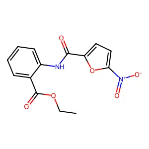 Ethyl 2-[(5-nitrofuran-2-carbonyl)amino]benzoate structure