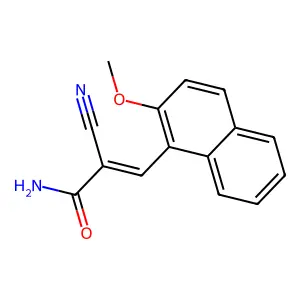 (2E)-2-cyano-3-(2-methoxynaphthyl)prop-2-enamide structure