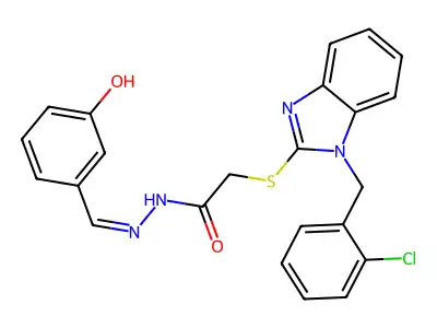 2-{[1-(2-chlorobenzyl)-1H-benzimidazol-2-yl]sulfanyl}-N'-[(E)-(3-hydroxyphenyl)methylidene]acetohydrazide structure
