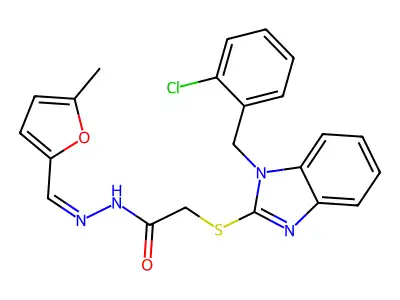2-{[1-(2-chlorobenzyl)-1H-benzimidazol-2-yl]sulfanyl}-N'-[(E)-(5-methylfuran-2-yl)methylidene]acetohydrazide structure