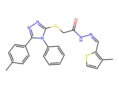2-{[5-(4-methylphenyl)-4-phenyl-4H-1,2,4-triazol-3-yl]sulfanyl}-N'-[(E)-(3-methylthiophen-2-yl)methylidene]acetohydrazide structure